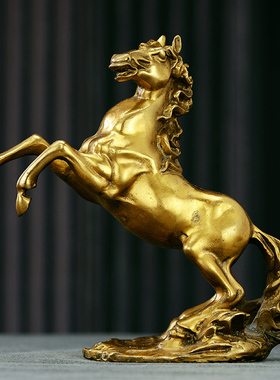 乌石埔黄铜祝福中式铜马摆件