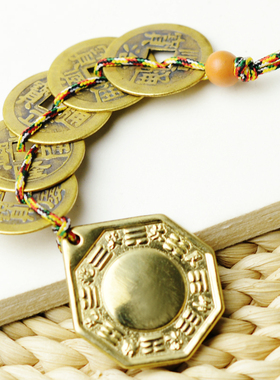 随身八卦镜六帝钱压门槛白玉葫芦