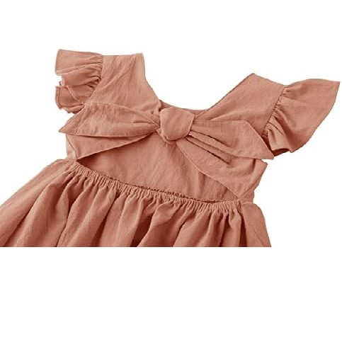 LYXIOF Toddler Baby Girl Cotton Linen Summer Dress Ruffle Sl