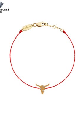 红绳女士镶钻金细绳制手链