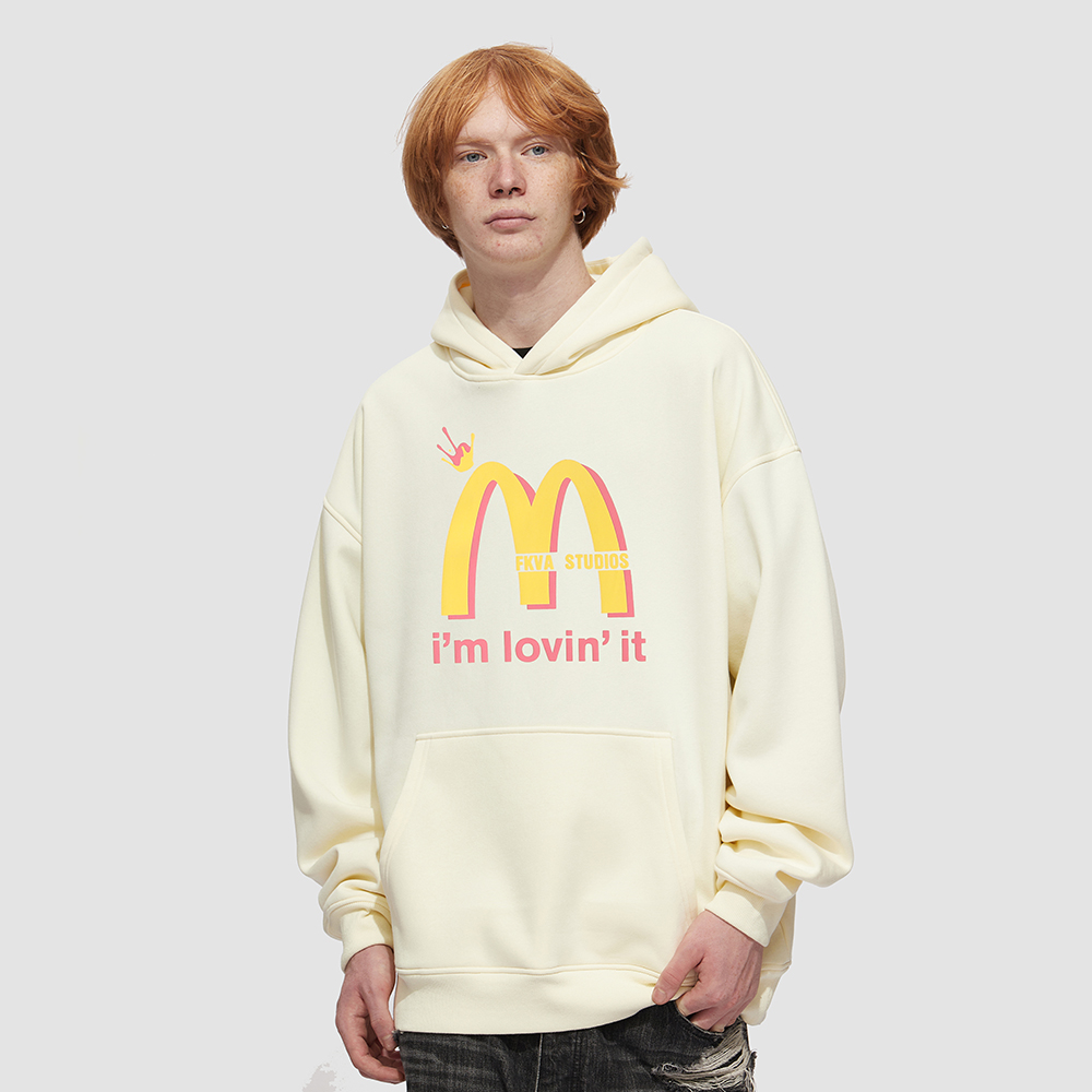 「Babugge」现货！原创美式麦当劳M字摇粒绒连帽情侣卫衣国潮帽衫 - 图2