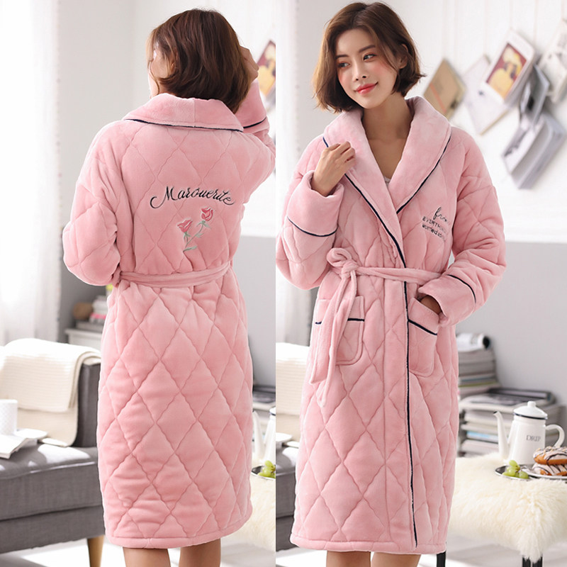 冬加厚加长款珊瑚绒夹棉男士睡袍 舒适一系睡袍/浴袍