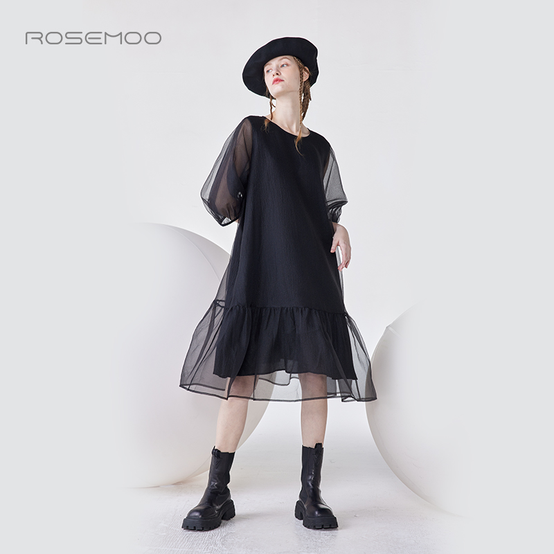 容子木ROSEMOO【商场同款】挺阔质感圆领泡泡袖连衣裙RMT3LP189A - 图2