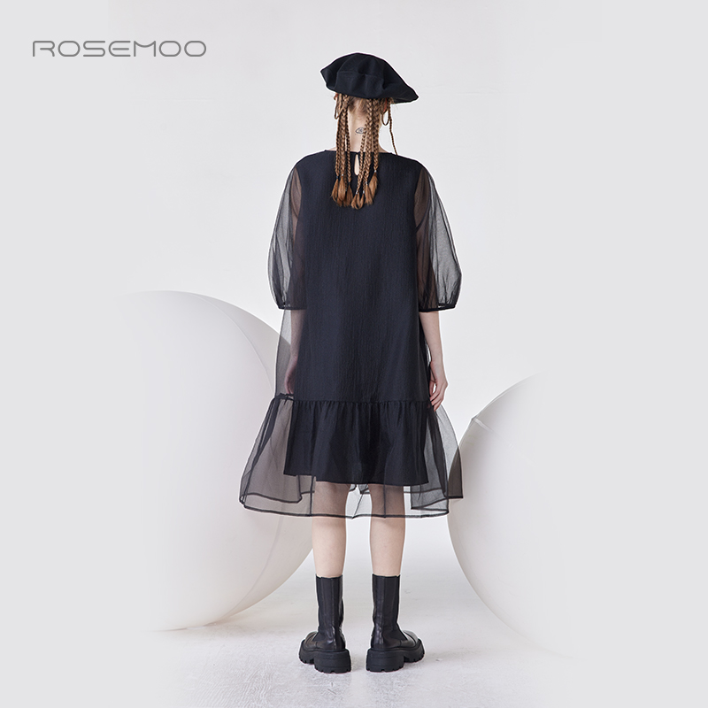 容子木ROSEMOO【商场同款】挺阔质感圆领泡泡袖连衣裙RMT3LP189A - 图3