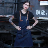 Джинсовый кофейный японский фартук для работы, надевается на плечо, в корейском стиле, делается под заказ