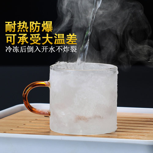 加厚玻璃小茶杯带把6只装耐热透明小杯子品茗杯家用功夫茶具套装-图3