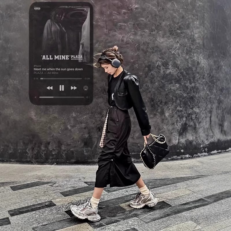 巴黎3xl绑带咖色老爹鞋男复古做旧2025秋季新款增高厚底休闲鞋女 - 图1