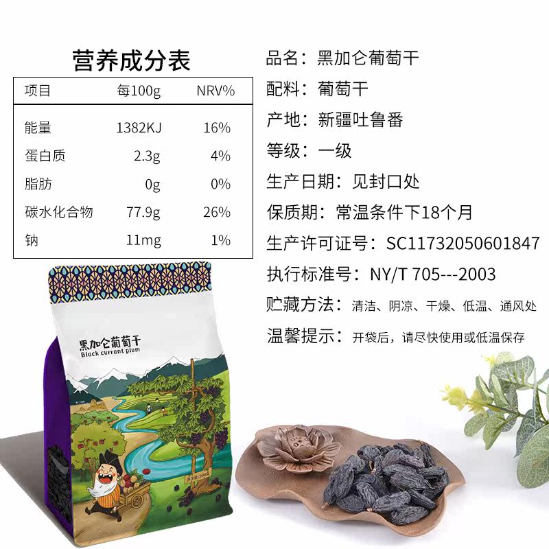 新疆特级超大优质黑加仑零食葡萄干 食锦恋葡萄干