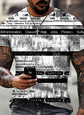 2022短袖上衣报纸海报3D打印男士