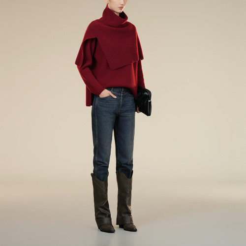 XG/雪歌XK402025A519做旧水洗牛仔裤2025冬季新款微弹直筒长裤女 - 图0