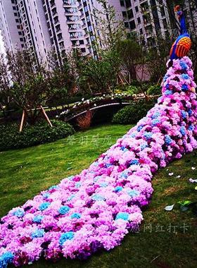 大型仿真花艺孔雀户外花园婚礼装饰房地产别墅园林景观玻璃钢雕塑