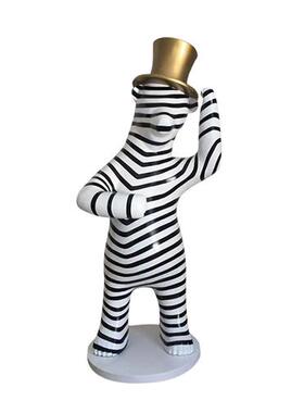 客厅大型落地礼貌条纹熊摆件酒店商场玻璃钢卡通雕塑售楼部装饰品