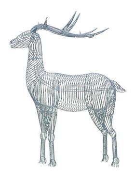 户外不锈钢镂空梅花鹿雕塑草坪公园林售楼部发光线条仿真动物摆件