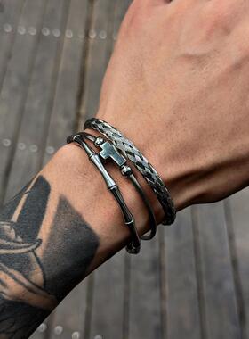 宣宁小众设计叠戴钛钢手环