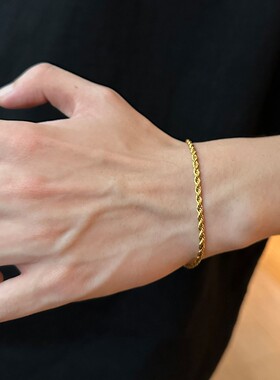 宣宁小众轻奢金色编织麻花手链