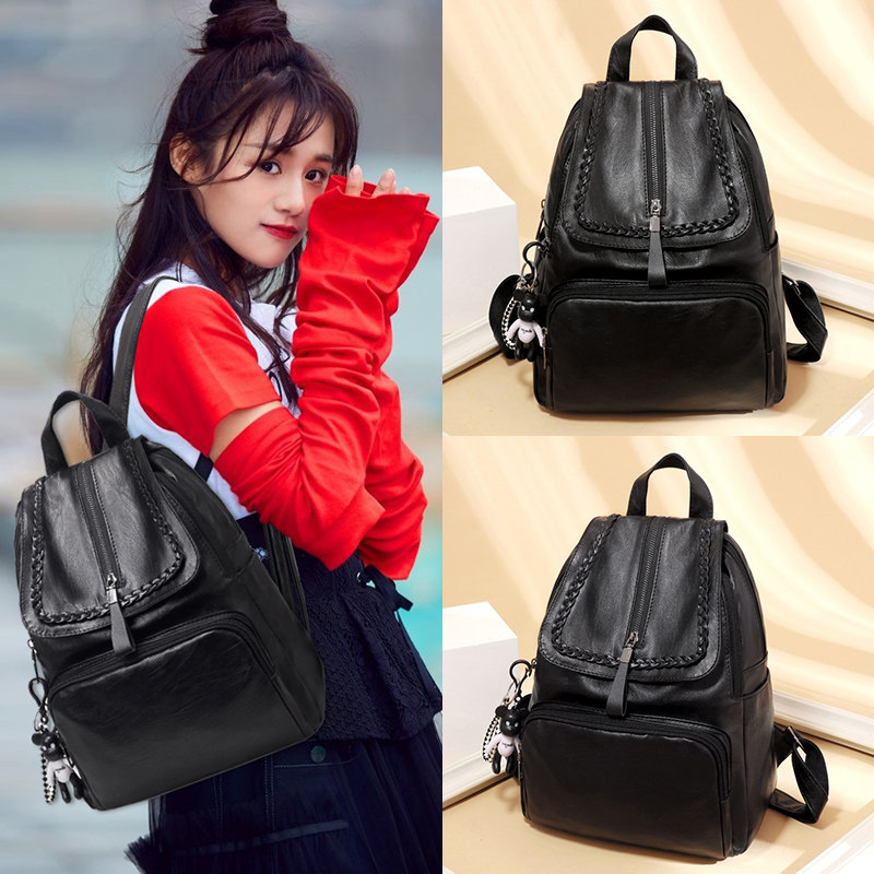 2020新款潮韩版软皮女士女包双肩包 丁阁格双肩背包