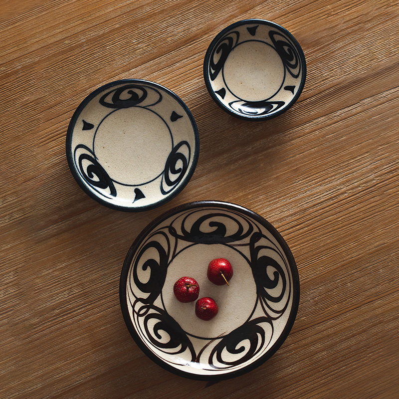 濑户本业窑日本进口濑户烧酱料碟日式陶瓷碟子马目纹复古豆皿,淘宝优惠券,粉丝福利购,淘宝优惠卷