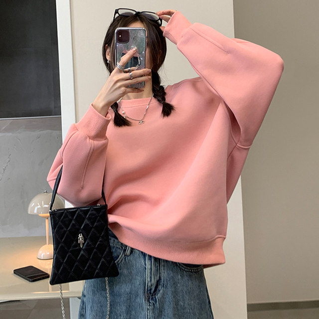 Hanli Korean style pullover round neck gray sweatshirt