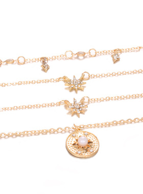 Bohemian Fashion Women's Full Diamond Multi Layer Necklace