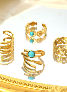 戒指Europe America New finger Ring Turquoise Open Rings set