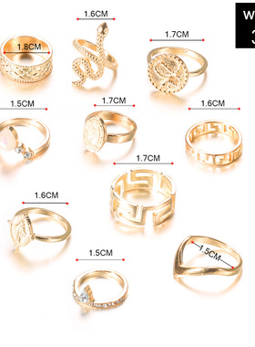 Fashion Carving Diamond snake Ladies' exaggerated joint ring