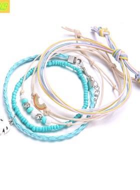 leaves rainbow beaded colorful stone bracelet jewelry bangle