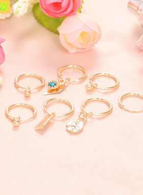 Fashion simple bells diamond 7pcs set earrings studs women