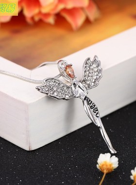Popular diamond angel wings necklace women 天使翅膀项链女