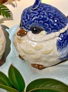 美陶桌面陶瓷动物喜鹊装饰小摆件