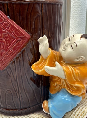 美陶《五福临门》石湾公仔 创意喜庆家居电视柜玄关中式吉祥陶瓷