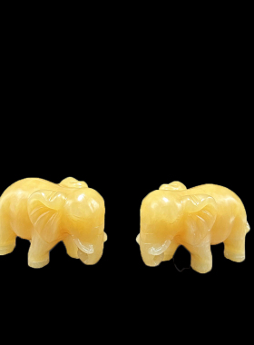 工艺品勾鼻大象摆件装饰米黄玉