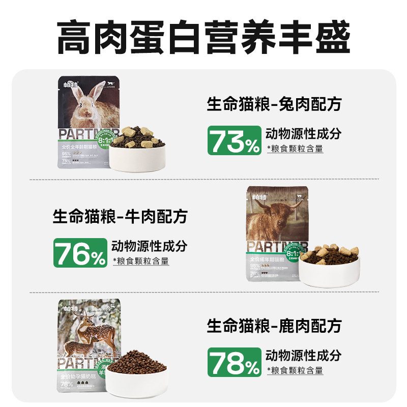 帕特猫粮生骨肉冻干猫粮生命系列牛肉鹿肉兔肉成幼猫换粮试吃3袋_虎窝淘