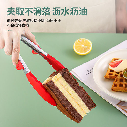 夹子厨房不锈钢耐高温食品夹烤肉烧烤工具煎牛排专用夹硅胶食物夹 - 图2