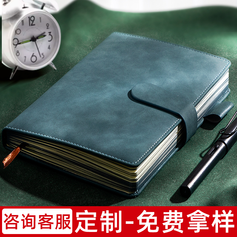 笔记本本子2024年新款记事本定制可印logo封面刻字复古日记本成人软皮面a5高档工作商务办公用会议记录本订做