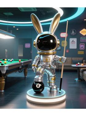 黑八科技兔台球公仔玻璃纤维雕塑门店俱乐部酒吧会所电竞引流大摆