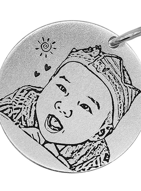 999足银圆牌 DIY图案文字雕刻手工定制 圆形银牌刻字情侣吊坠项链