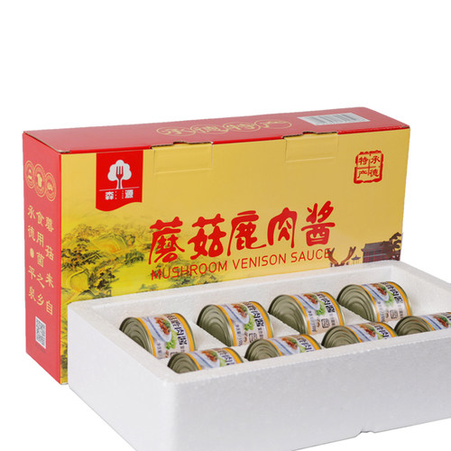 河北承德特产平泉特产森源蘑菇酱拌面拌饭酱料鹿肉酱150g*8礼盒 - 图0