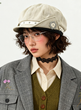 半蕾复古时尚女春秋显脸小贝雷帽