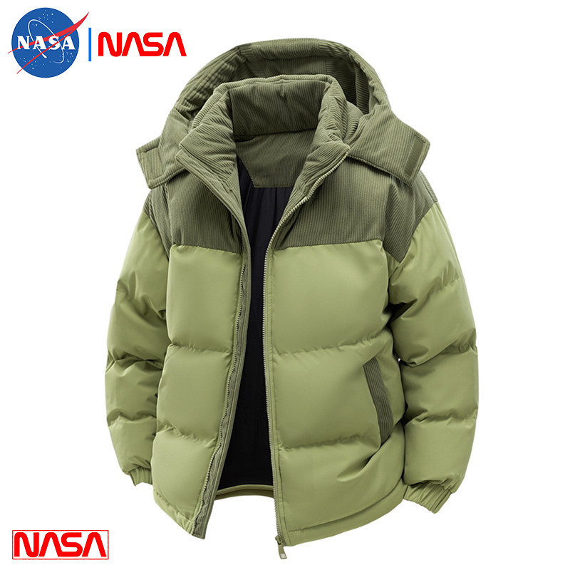 冬季潮牌男士新款时尚拼接灯芯绒保暖外套休闲宽松可拆卸帽棉衣服,淘宝优惠券,粉丝福利购,淘宝优惠卷