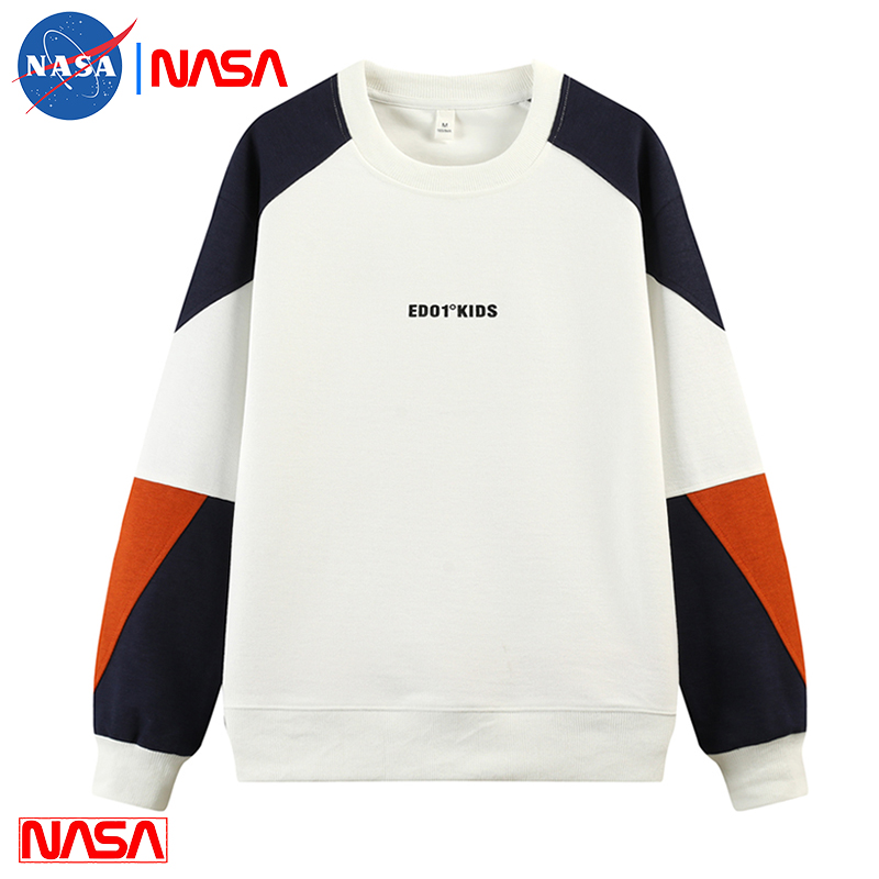 奥特莱斯NASA官方联名潮牌春秋季男士圆领卫衣撞色宽松套头衫上衣 - 图0