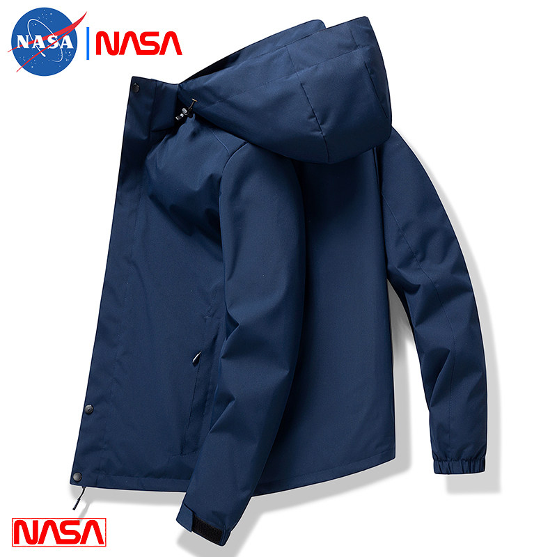 奥特莱斯NASA官方联名秋冬季男潮流简约休闲外套宽松百搭连帽夹克,淘宝优惠券,粉丝福利购,淘宝优惠卷