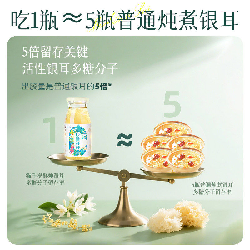 猫千岁零糖银耳羹礼盒装鲜炖0糖0脂轻卡饮料冲泡即食整箱送礼长辈