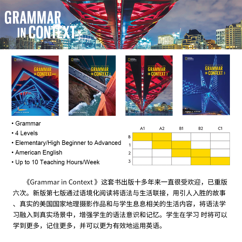 【自营】美国国家地理新第七版Grammar in Context BASIC 1 2 3级 课本附在线练习账号 Student Book with Online Practice - 图3