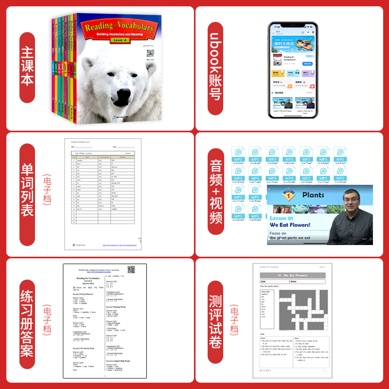 【自营】原版进口 美国中小学英语词汇阅读教材 Reading for Vocabulary A B C D Plus 剑桥KET/PET考试词汇阅读拓展正版书籍 - 图1