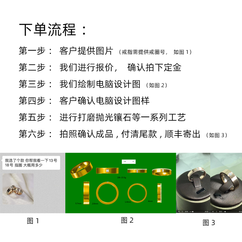 裕泰珠宝 定金专拍工厂私人定制18K14K10K9K彩金铂金首饰戒指加工 - 图0