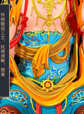 闯隆精工彩绘铜像弥勒天官像摆件