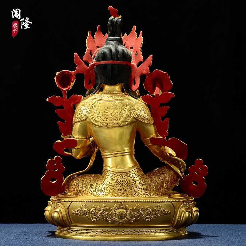 闯隆室内装饰摆件铜鎏金《绿度母》铜像家用藏式桌面工艺文创摆件