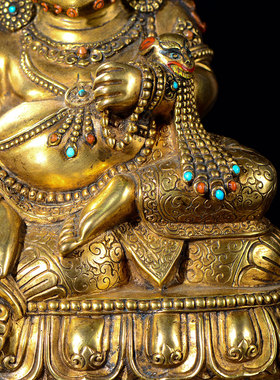 闯隆尼泊尔鎏金16cm黄财神铜雕像