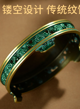 闯隆三足铜底座圆形托架中式茶托