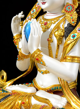 彩绘7/10/15寸四臂观音铜像摆件